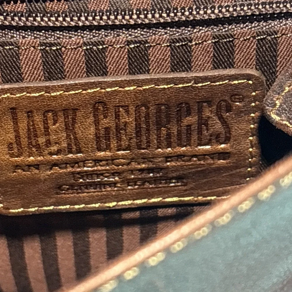 Jack Georges Leather Crossbody Bag Brown‎ Pockets Purse Adjustable Strap